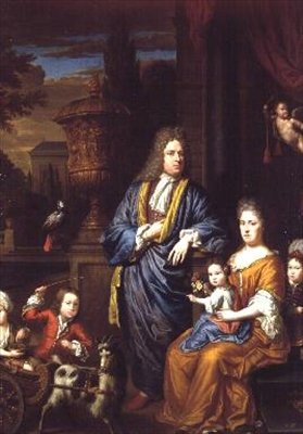 Family Portrait Group in a Classical Setting by Thomas van der Wilt